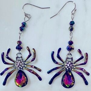 NEW Halloween Oil Spill Multi color Spider Earrings:
